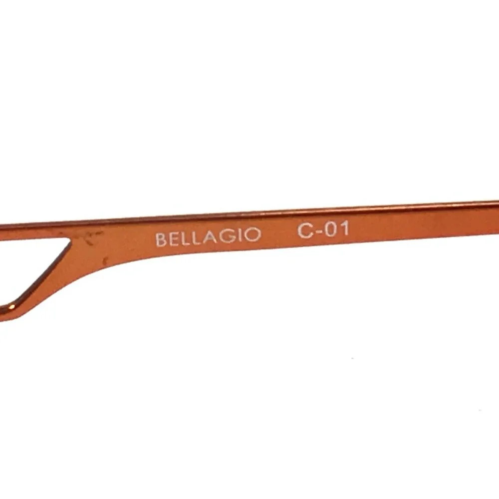 Bellagio Eyeglasses Frames C-01 B460 Brown Orange Rectangle Semi Rim 50-18-135